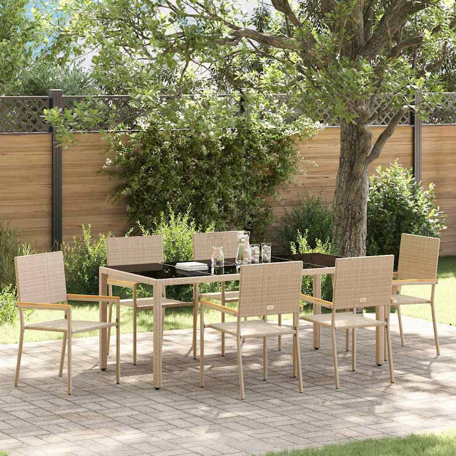 Tuin eettafelset 7 pcs Beige poly rattan