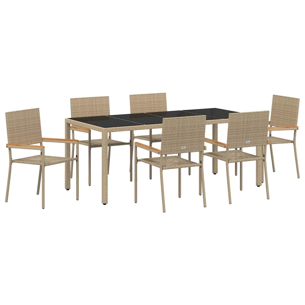 Tuin eettafelset 7 pcs Beige poly rattan