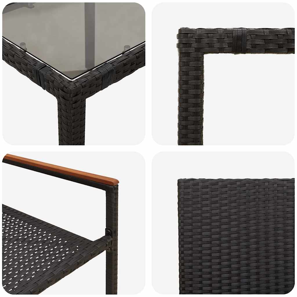 Tuin Eettafelset 9 Pcs Poly Rattan 8-Persoons 190 cm tafellengte Zwart