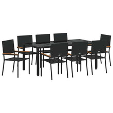 Tuin Eettafelset 9 Pcs Poly Rattan 8-Persoons 190 cm tafellengte Zwart