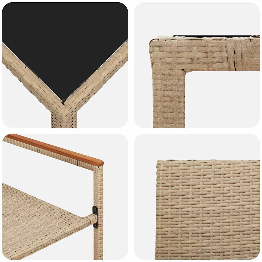 Tuin Eettafelset 9 Pcs Poly Rattan 8-Persoons 190 cm tafellengte Beige