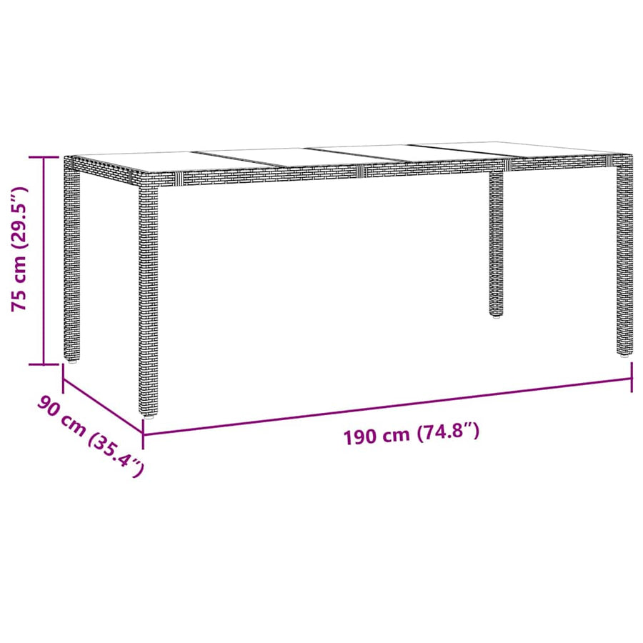 Tuin Eettafelset 9 Pcs Poly Rattan 8-Persoons 190 cm tafellengte Beige