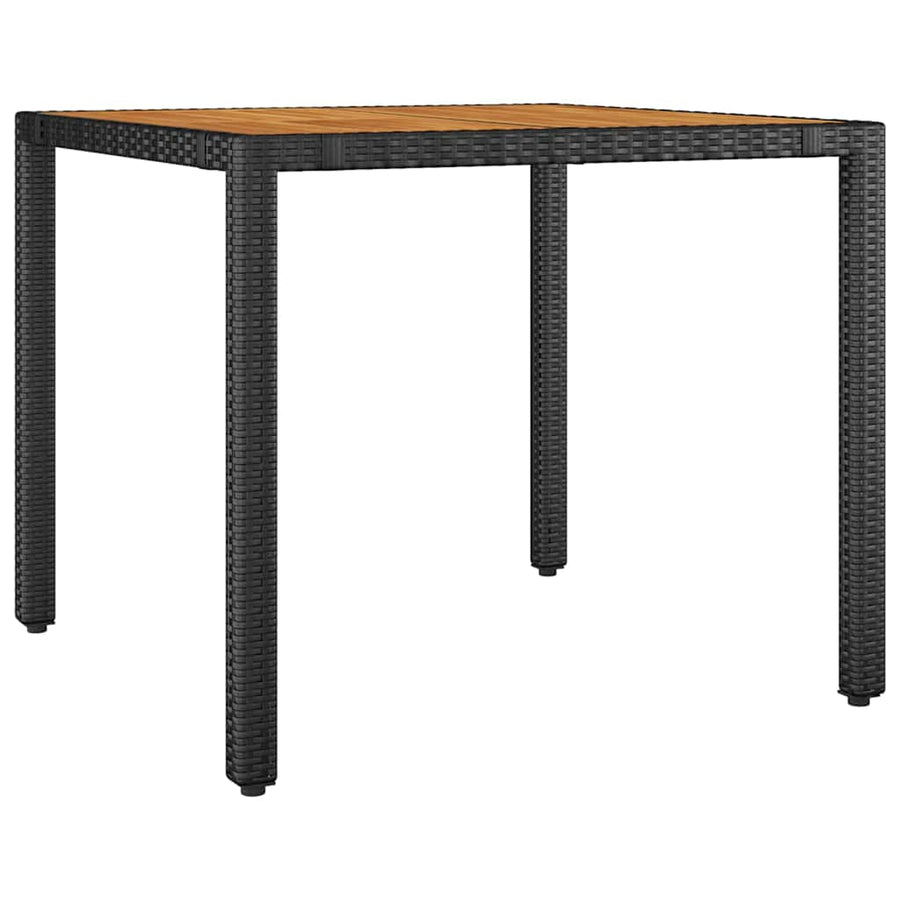 Tuin eettafelset 3 pcs Zwart poly rattan