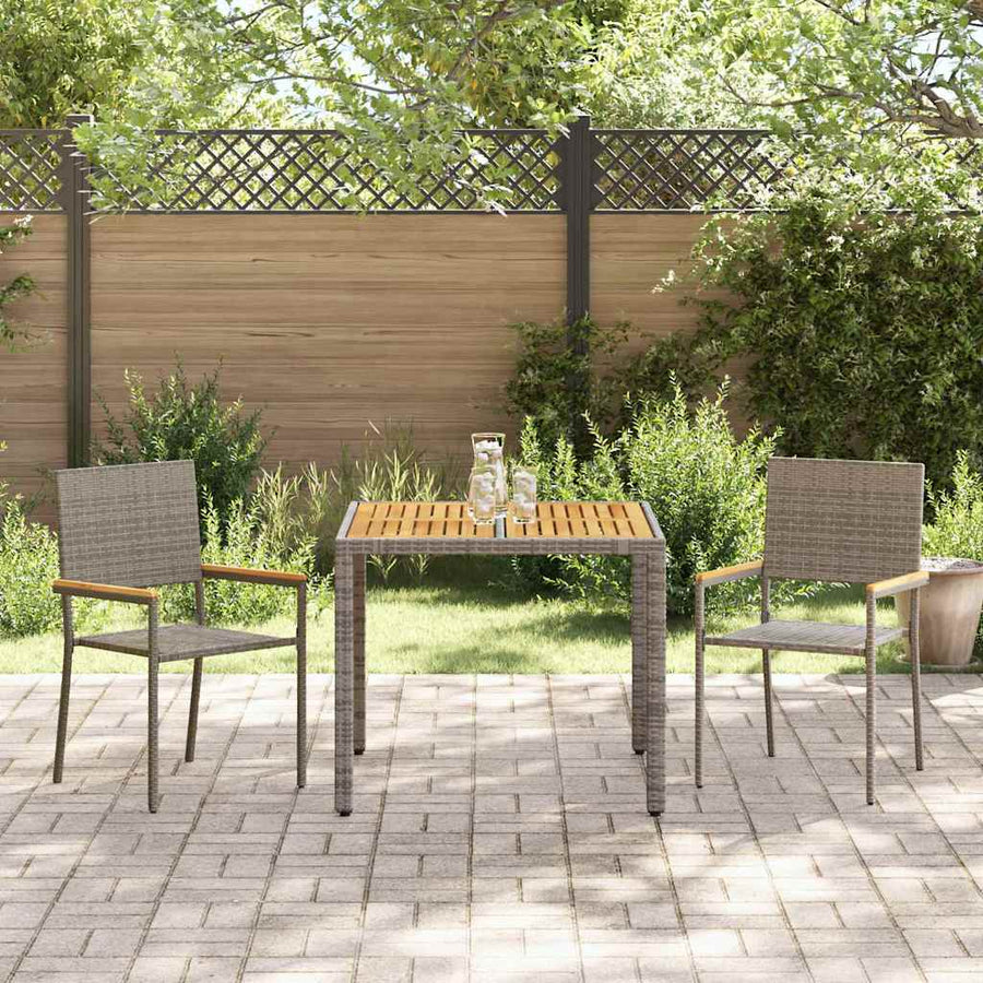 Tuin eettafelset 3 pcs Grijs poly rattan
