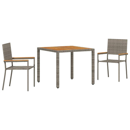 Tuin eettafelset 3 pcs Grijs poly rattan