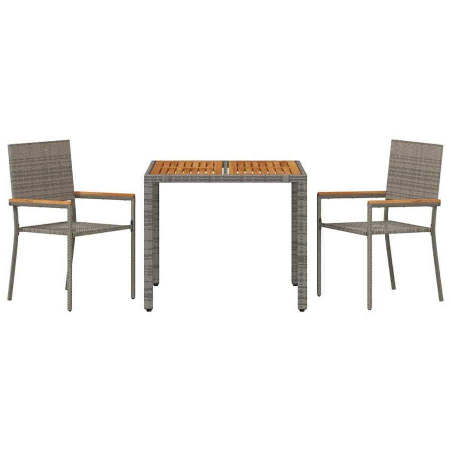 Tuin eettafelset 3 pcs Grijs poly rattan