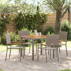 Tuin eettafelset poly rattan grijs 190x90x75 cm