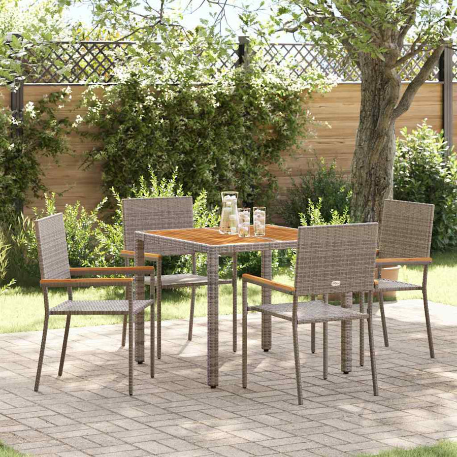 Tuin eettafelset 5 pcs Grijs poly rattan