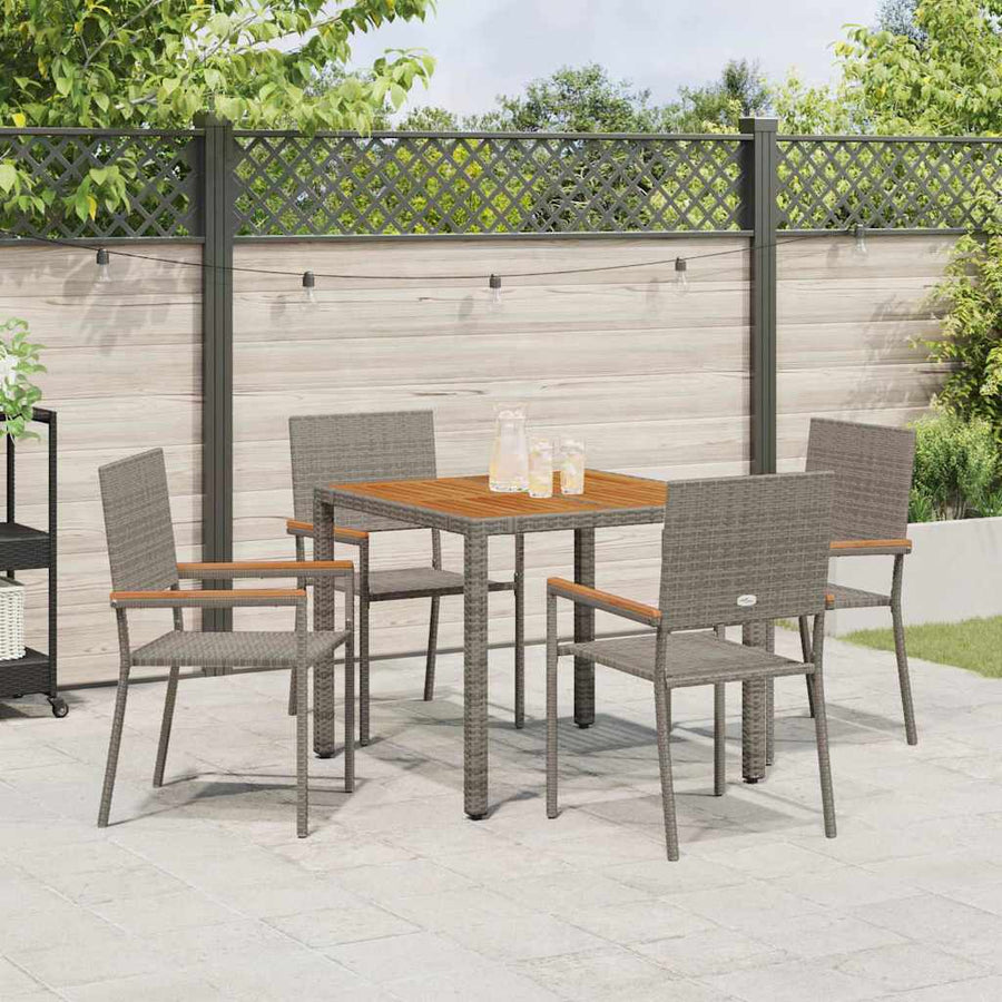 Tuin eettafelset 5 pcs Grijs poly rattan