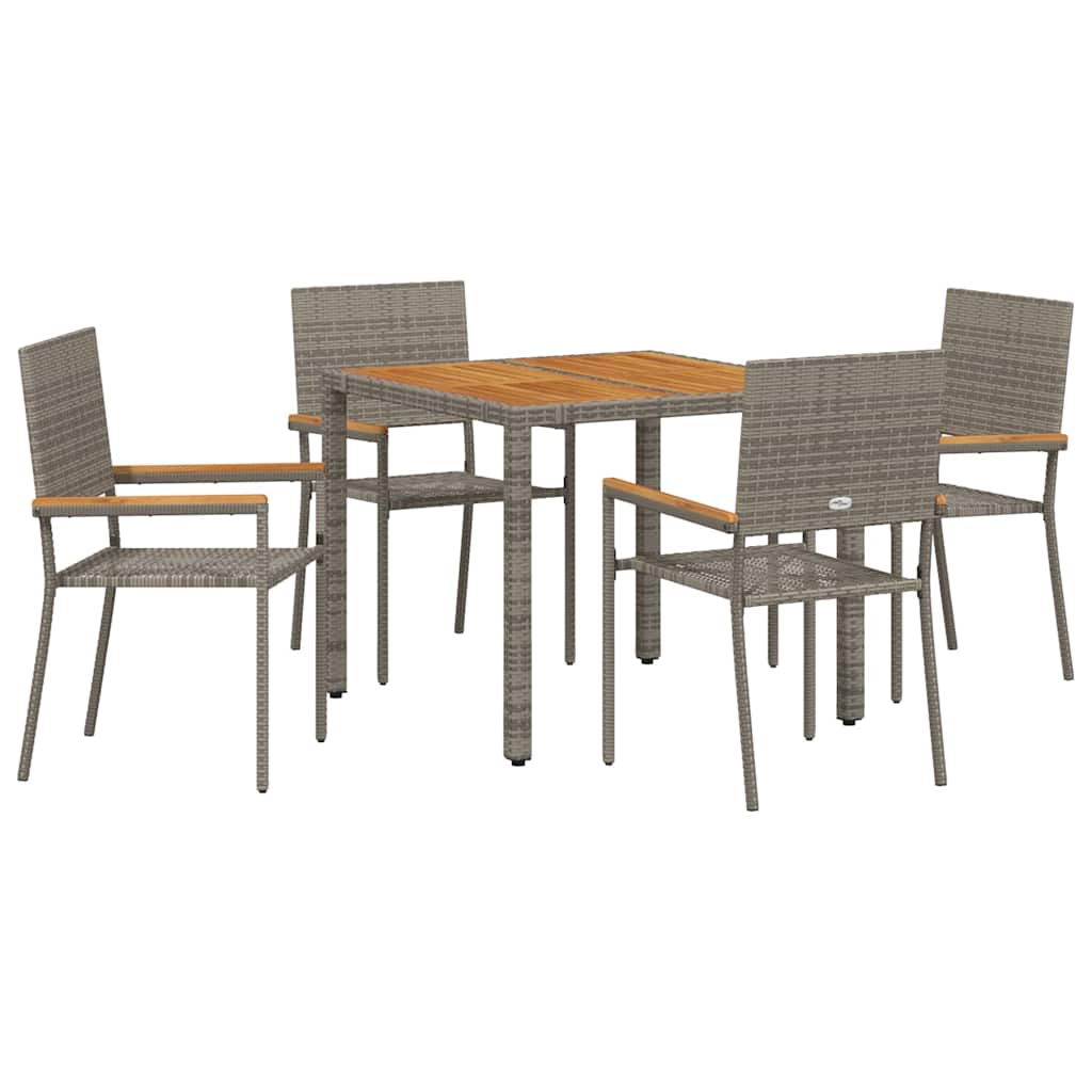 Tuin eettafelset 5 pcs Grijs poly rattan