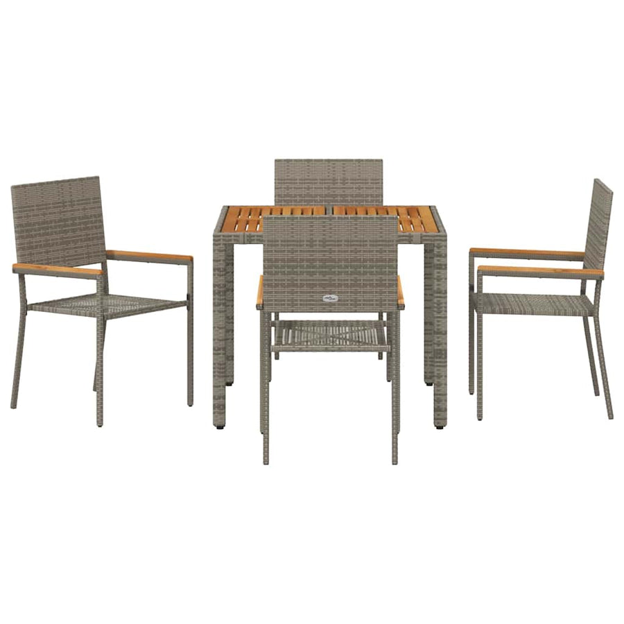 Tuin eettafelset 5 pcs Grijs poly rattan
