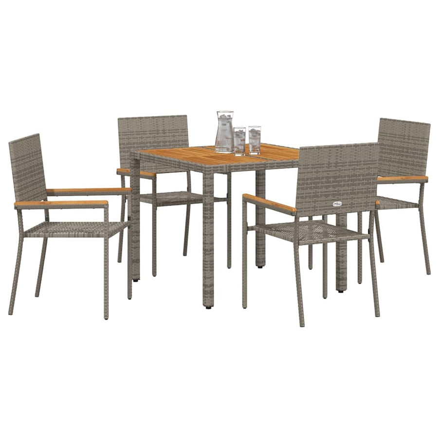 Tuin eettafelset 5 pcs Grijs poly rattan