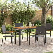 Tuin eettafelset poly rattan zwart 150x90x75 cm