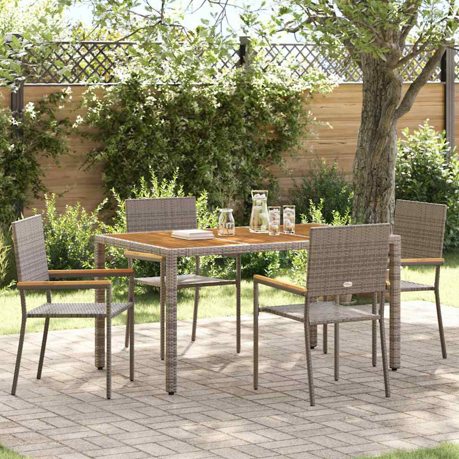 Tuin Eetset 5 Pcs 150 X 90 X 75 Cm Poly Rattan Vierzitsbank