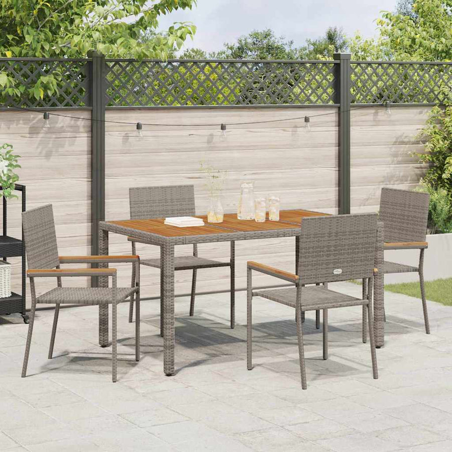 Tuin Eetset 5 Pcs 150 X 90 X 75 Cm Poly Rattan Vierzitsbank