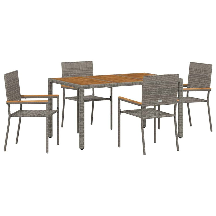 Tuin Eetset 5 Pcs 150 X 90 X 75 Cm Poly Rattan Vierzitsbank