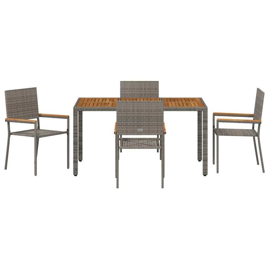 Tuin Eetset 5 Pcs 150 X 90 X 75 Cm Poly Rattan Vierzitsbank
