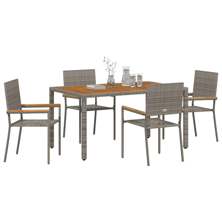 Tuin Eetset 5 Pcs 150 X 90 X 75 Cm Poly Rattan Vierzitsbank