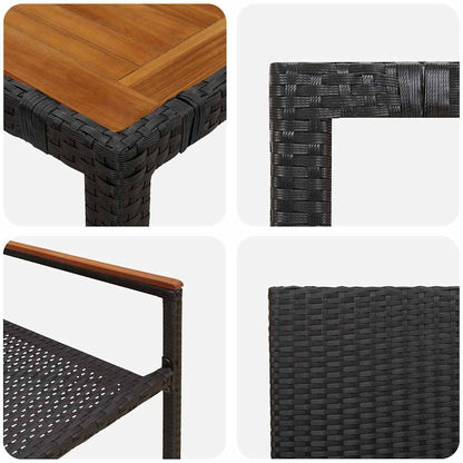 Tuin eettafelset 7 pcs Zwart poly rattan