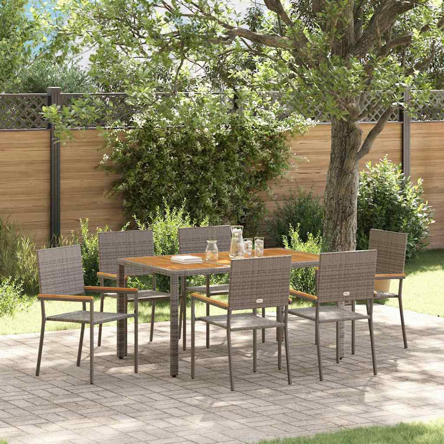 Tuin Eetset 7 Pcs 150 X 90 X 75 Cm Poly Rattan 6-Persoons