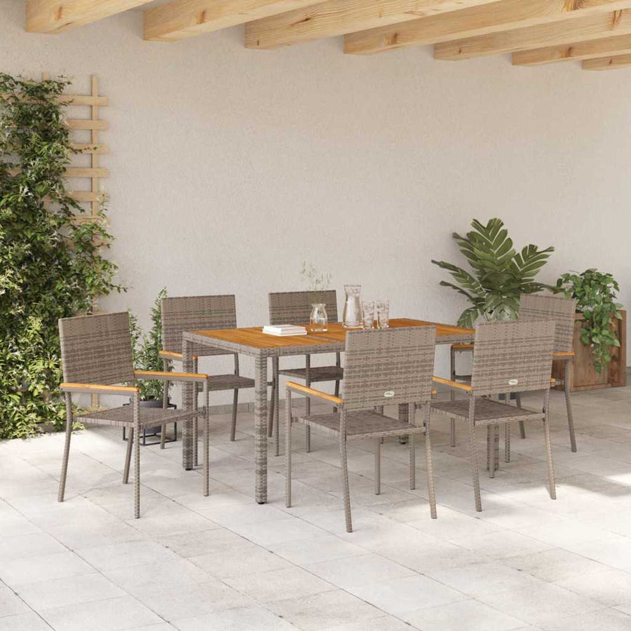 Tuin Eetset 7 Pcs 150 X 90 X 75 Cm Poly Rattan 6-Persoons