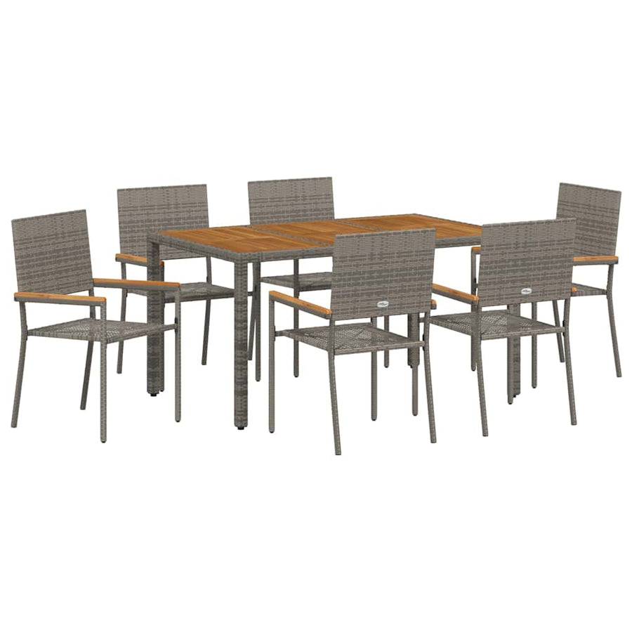 Tuin Eetset 7 Pcs 150 X 90 X 75 Cm Poly Rattan 6-Persoons