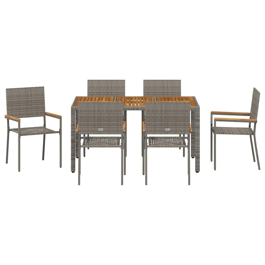 Tuin Eetset 7 Pcs 150 X 90 X 75 Cm Poly Rattan 6-Persoons