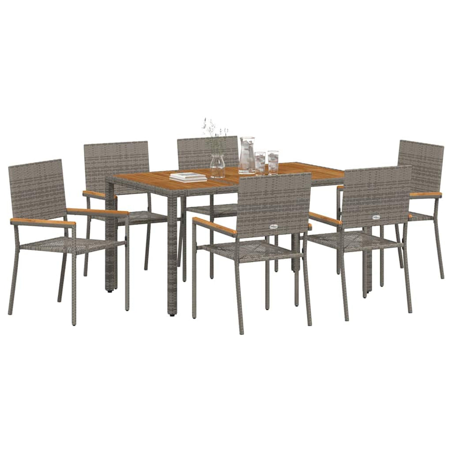 Tuin Eetset 7 Pcs 150 X 90 X 75 Cm Poly Rattan 6-Persoons