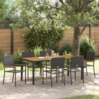 Tuin eettafelset 7-delig zwart poly rattan acaciahout