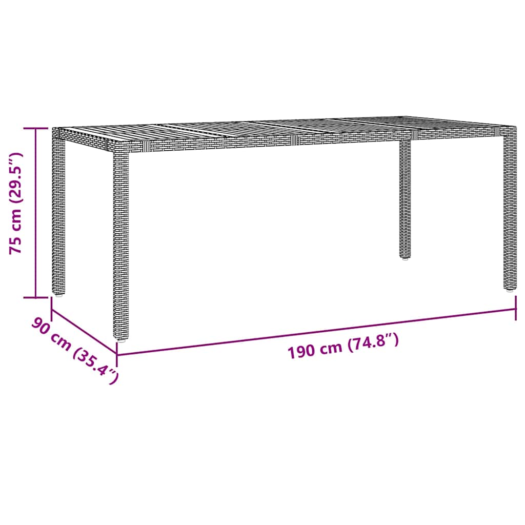 Tuin eettafelset 7 pcs Zwart poly rattan
