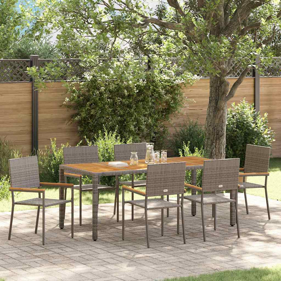 Tuin eettafelset 7 pcs Grijs poly rattan