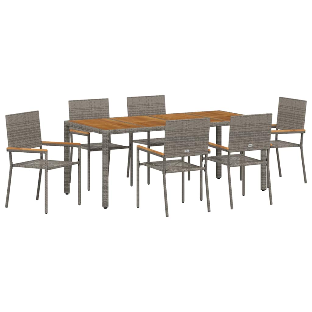 Tuin eettafelset 7 pcs Grijs poly rattan