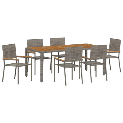 Tuin eettafelset 7 pcs Grijs poly rattan