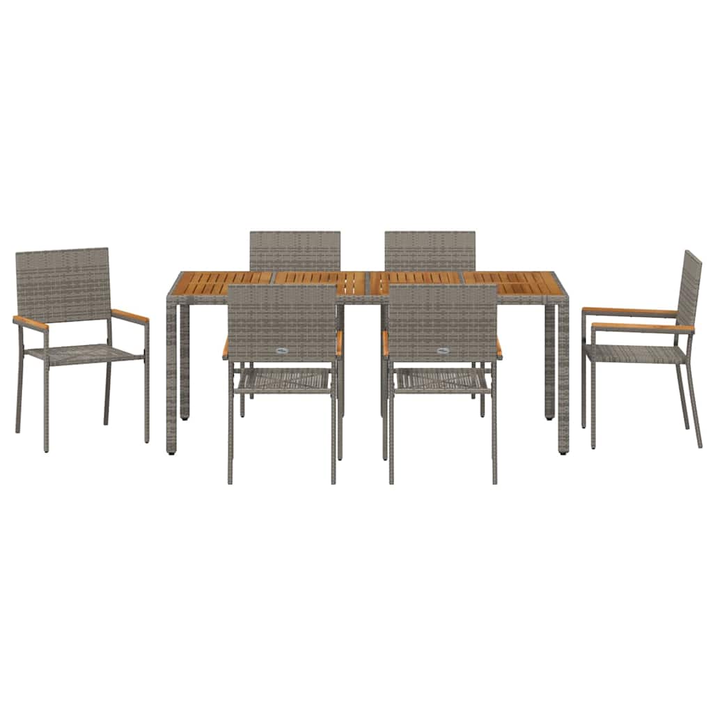 Tuin eettafelset 7 pcs Grijs poly rattan