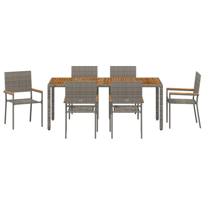 Tuin eettafelset 7 pcs Grijs poly rattan