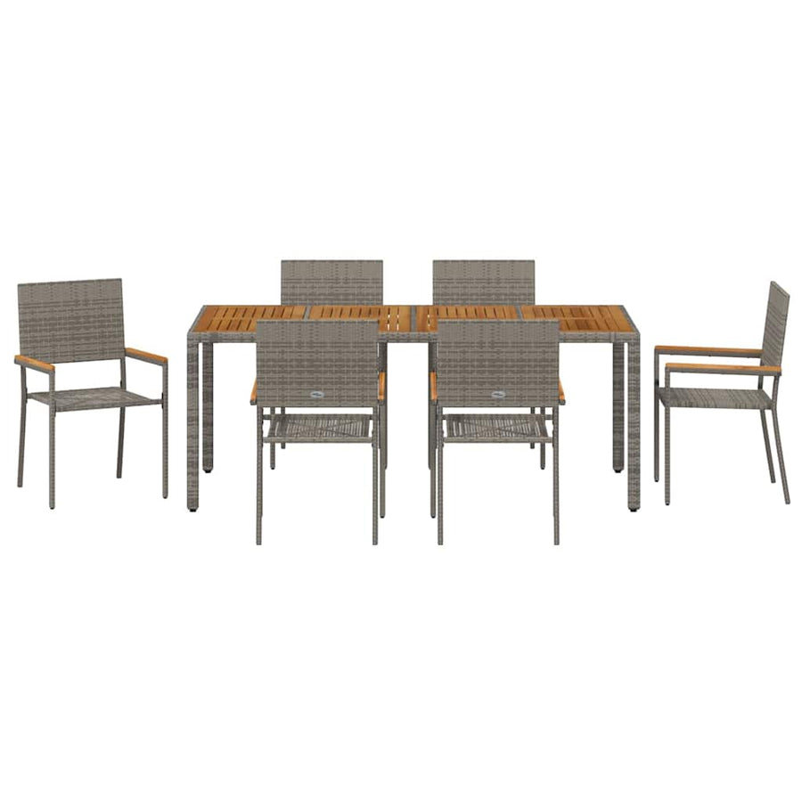 Tuin eettafelset 7 pcs Grijs poly rattan