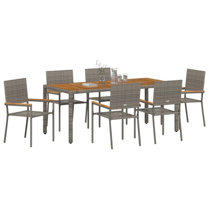 Tuin eettafelset 7 pcs Grijs poly rattan
