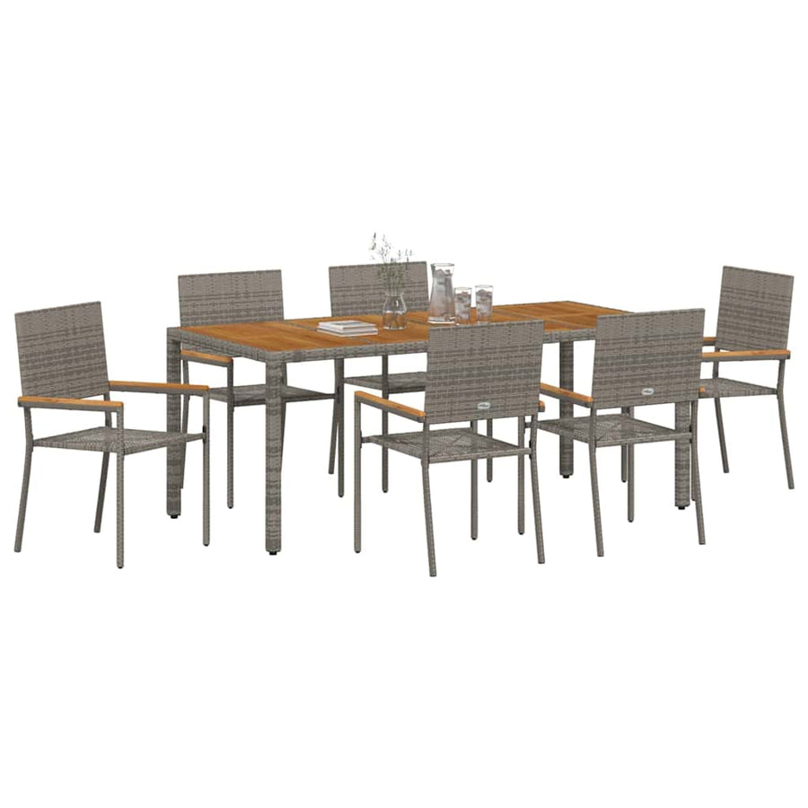 Tuin eettafelset 7 pcs Grijs poly rattan
