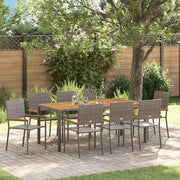 Tuin eettafelset poly rattan grijs 190x90x75 cm