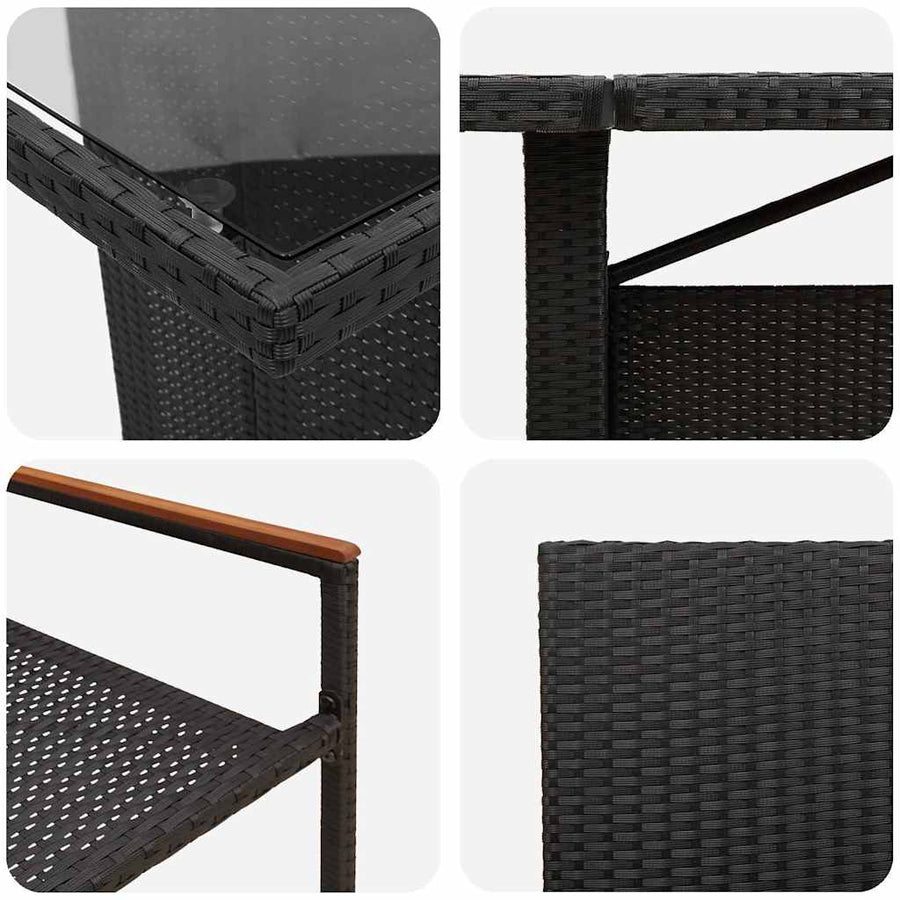 Tuin Eetset 9 pcs Zwart Poly riet