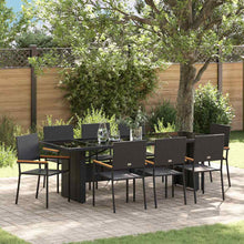 Tuin Eetset 9 pcs Zwart Poly riet