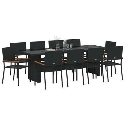Tuin Eetset 11 pcs Zwart Poly riet