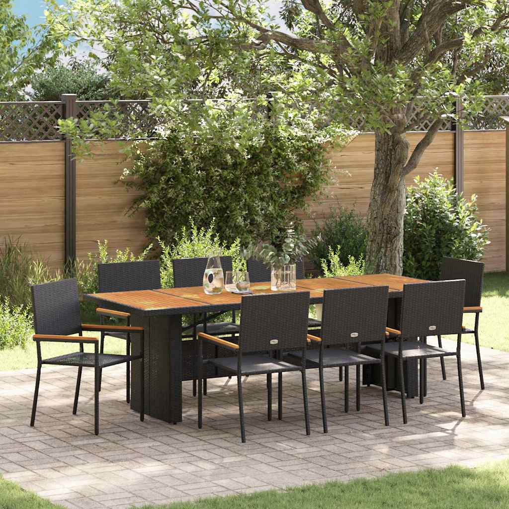 Tuin Eettafelset 9 Pcs Poly Rattan 8-Persoons