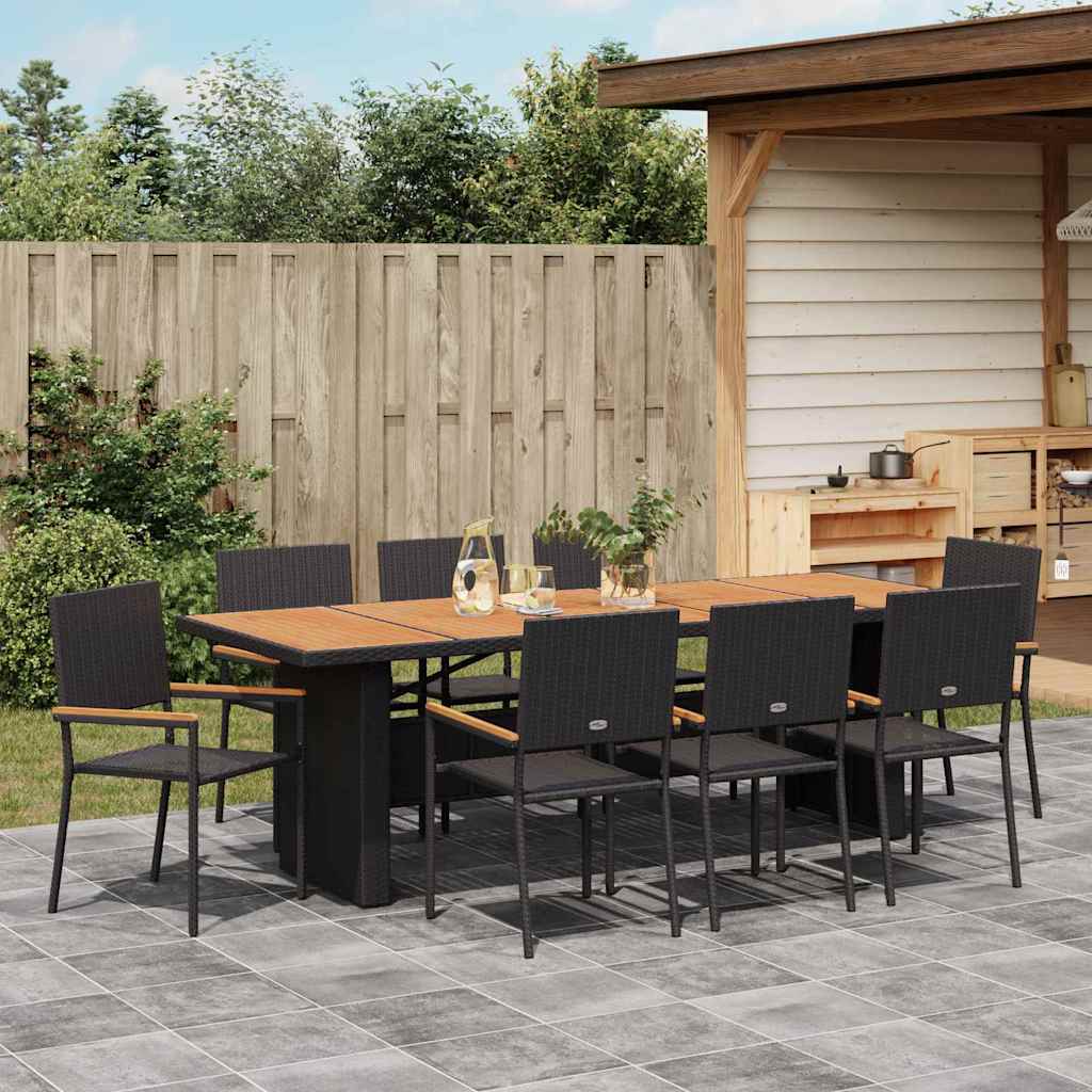 Tuin Eettafelset 9 Pcs Poly Rattan 8-Persoons