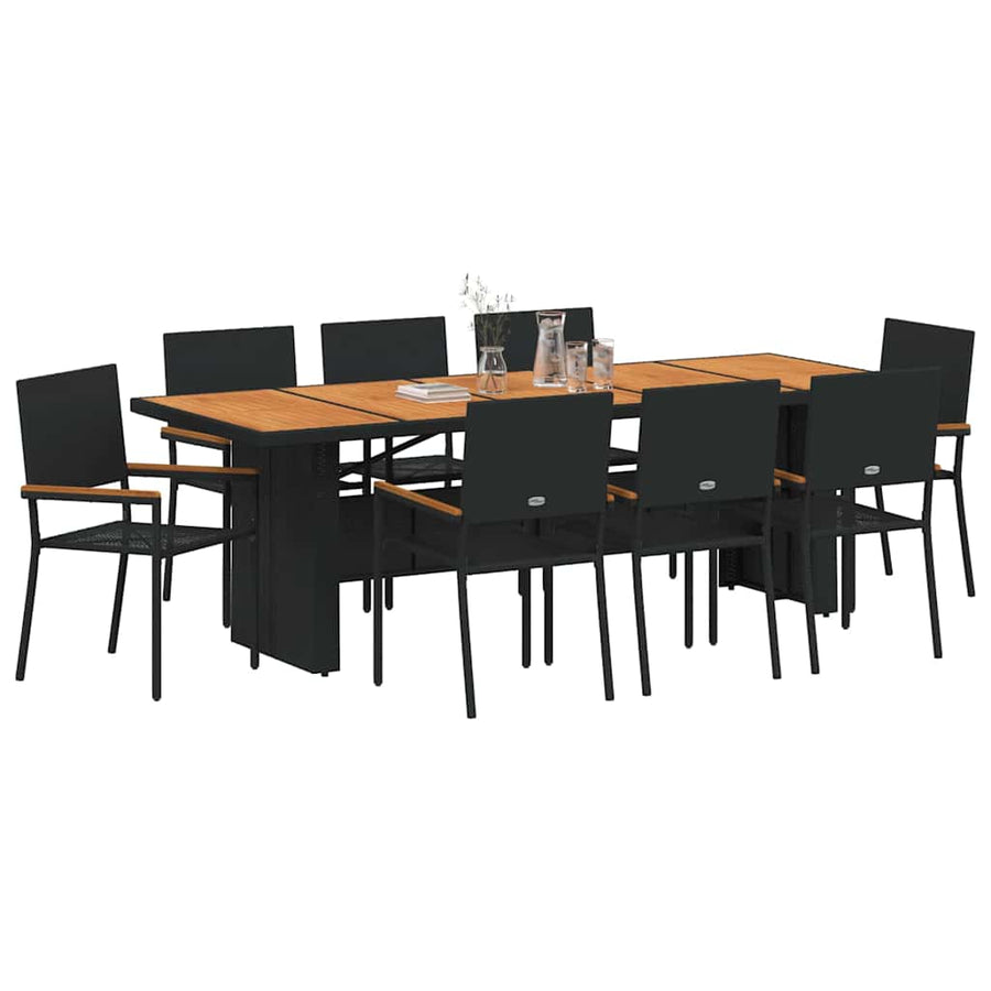Tuin Eettafelset 9 Pcs Poly Rattan 8-Persoons