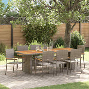 Tuin Eetset 9-delig poly riet grijs 8 personen