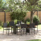 Garden dining set 7 pcs Black poly rattan