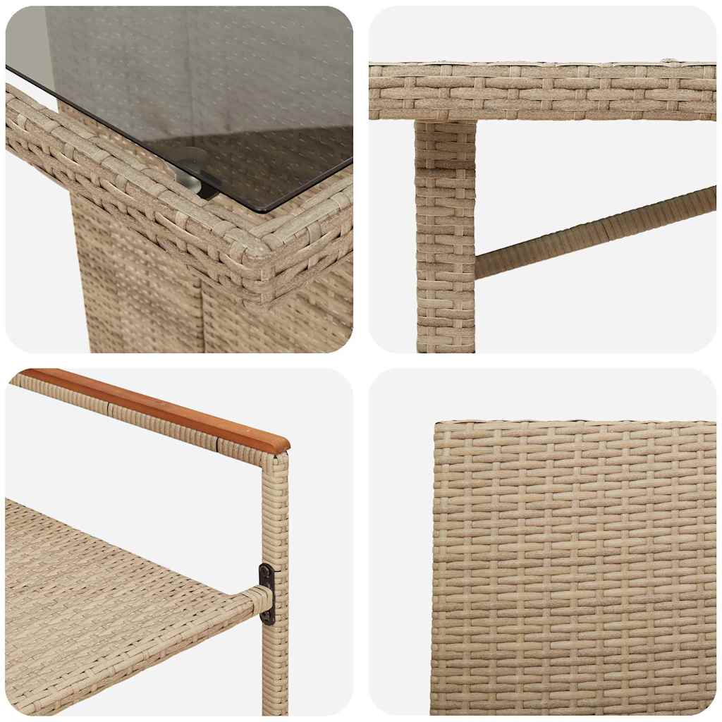 Tuin eettafelset 7 pcs Beige poly rattan