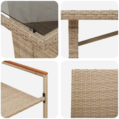 Tuin eettafelset 7 pcs Beige poly rattan