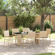 Eettafelset tuin 7-delig poly rattan beige 190x80x75 cm